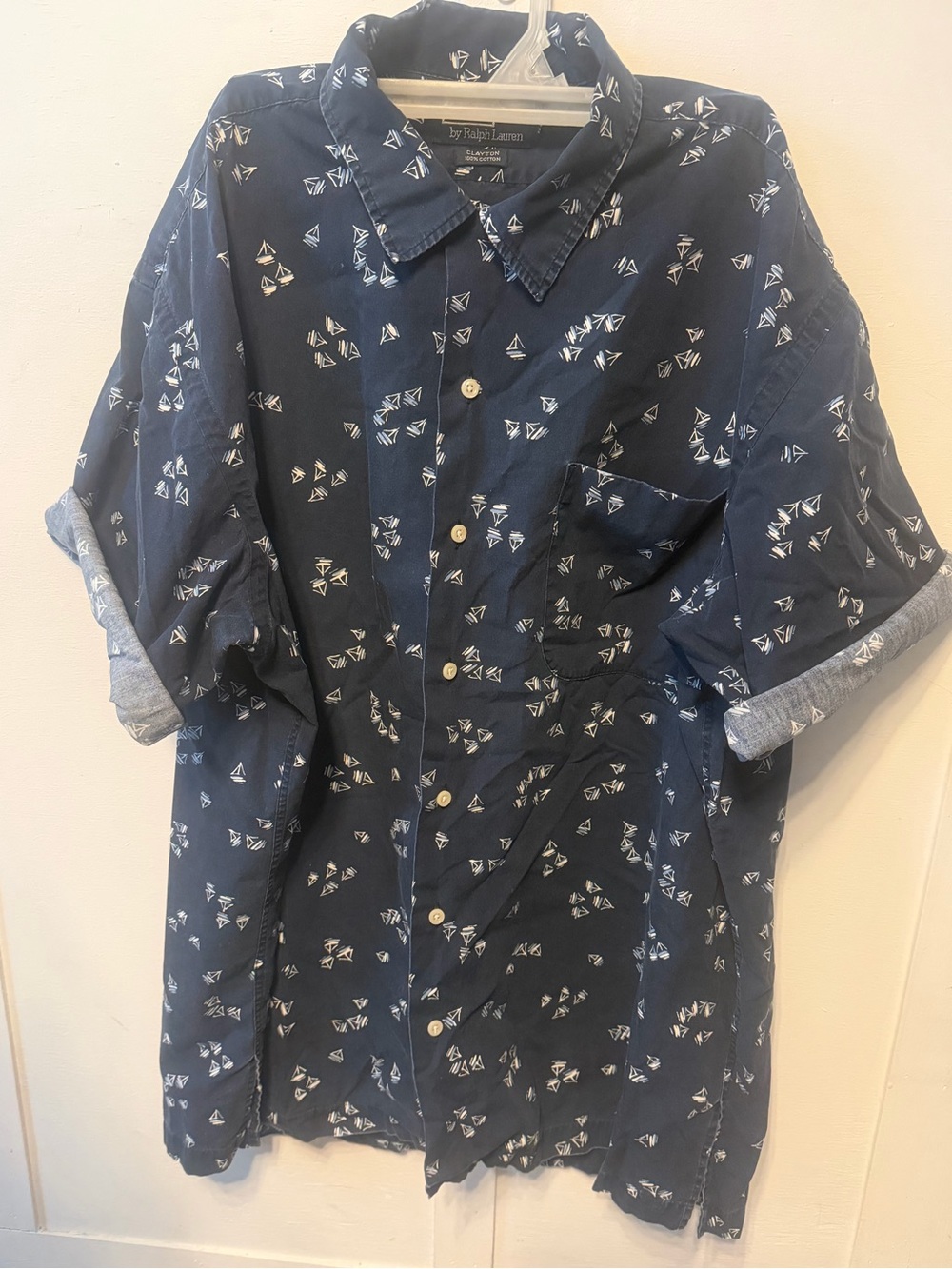 Polo by Ralph Lauren Navy Short-Sleeve Button-Down with White Sailboat Print